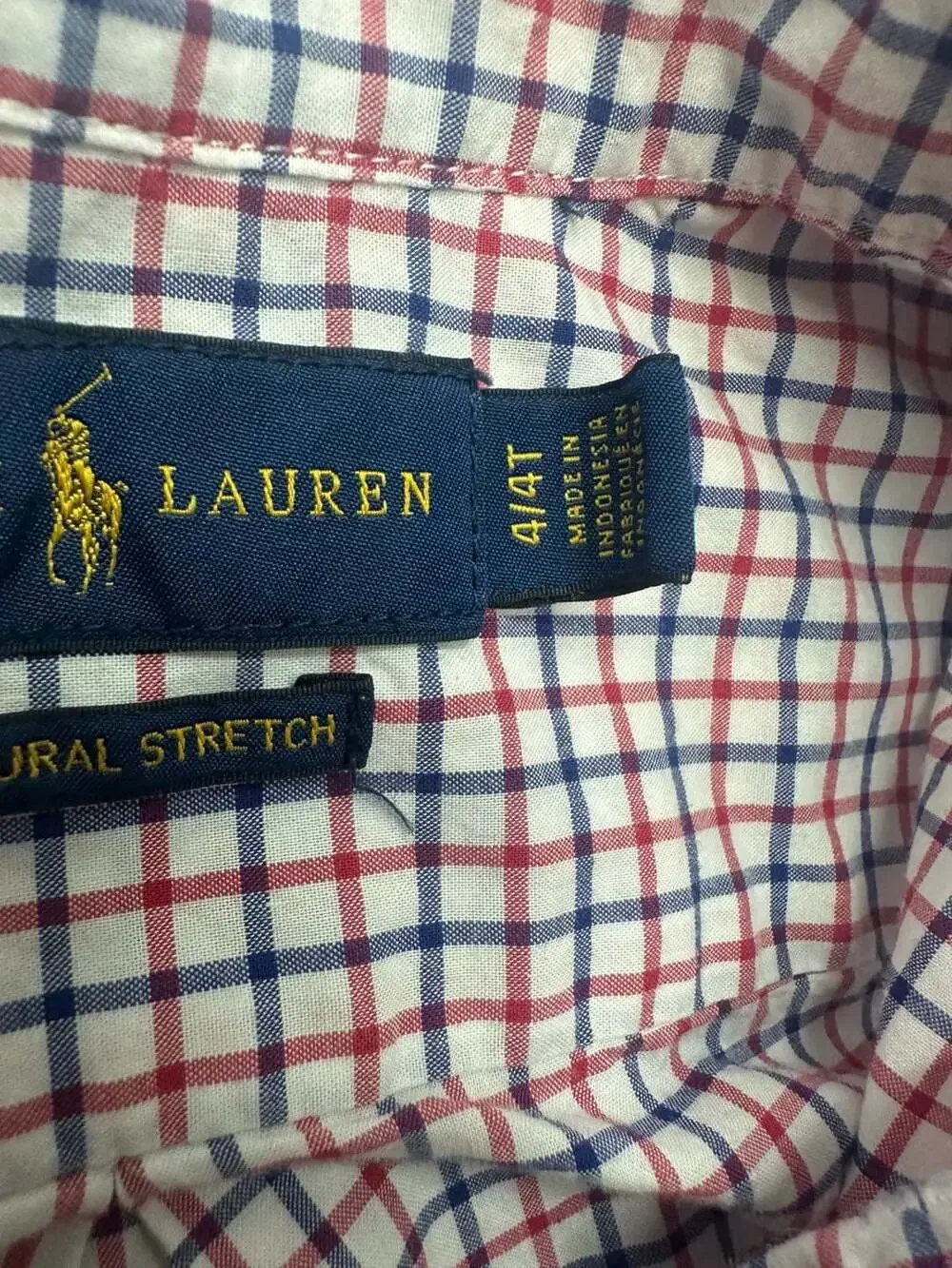 Ralph Lauren Boys Long Sleeve Button Down Plaid Tattersall Shirt Size 4T